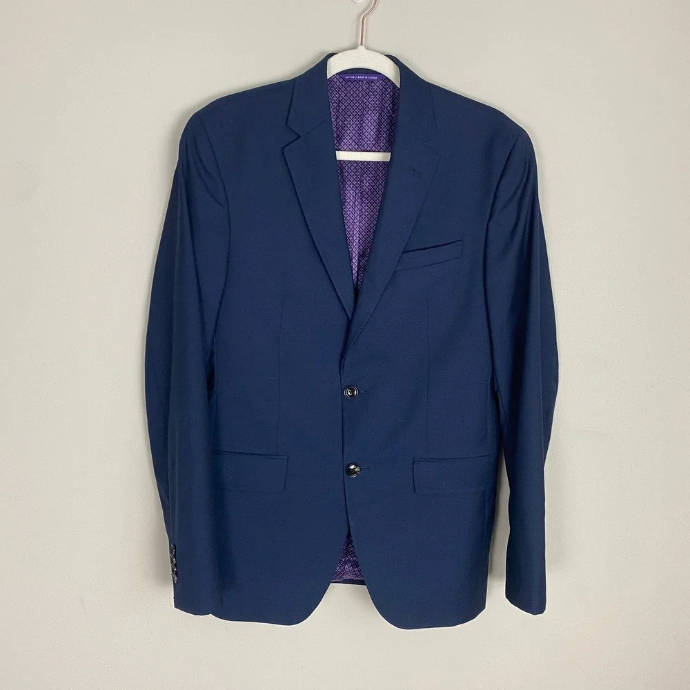 Ted Baker Trevi SPJ Endurance Blazer Jacket Mens 38R Blue Two Button Sport Coat